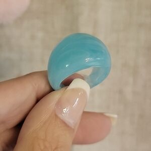 Turquoise Swirl Bubble Dome Ring, Metal Free